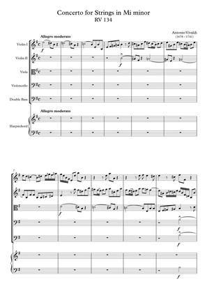 Book cover for Concerto for Strings in Mi minor RV 134