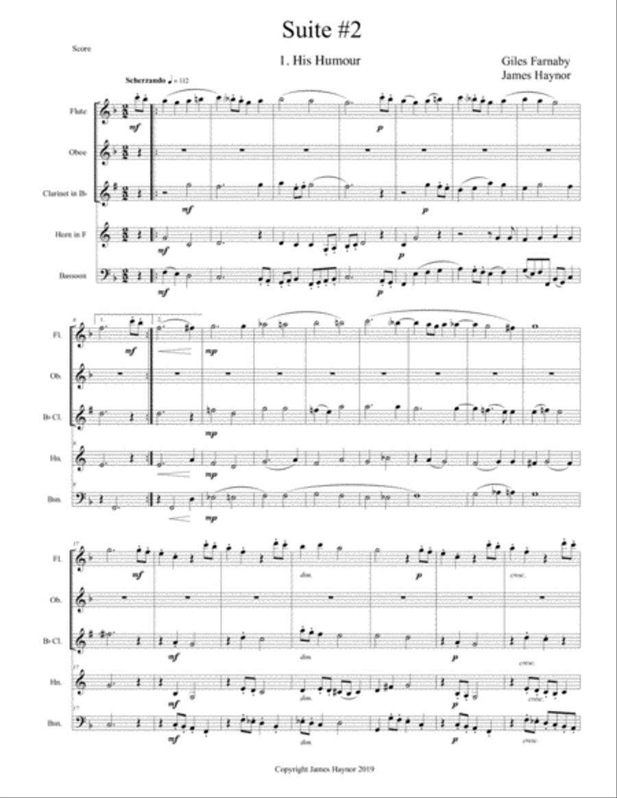 Giles Farnaby Suite 2 for Woodwind Quintet Giles Farnaby Suite 2 for Woodwind Quintet Woodwind Quintet scores gallery preview page 3