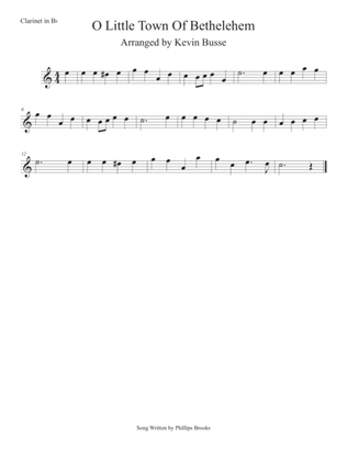 Book cover for O Little Town Of Bethlehem (Easy key of C) Clarinet