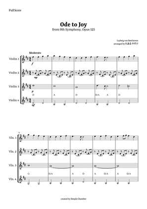 Ode to Joy for Violin Quartet by Beethoven Opus 125