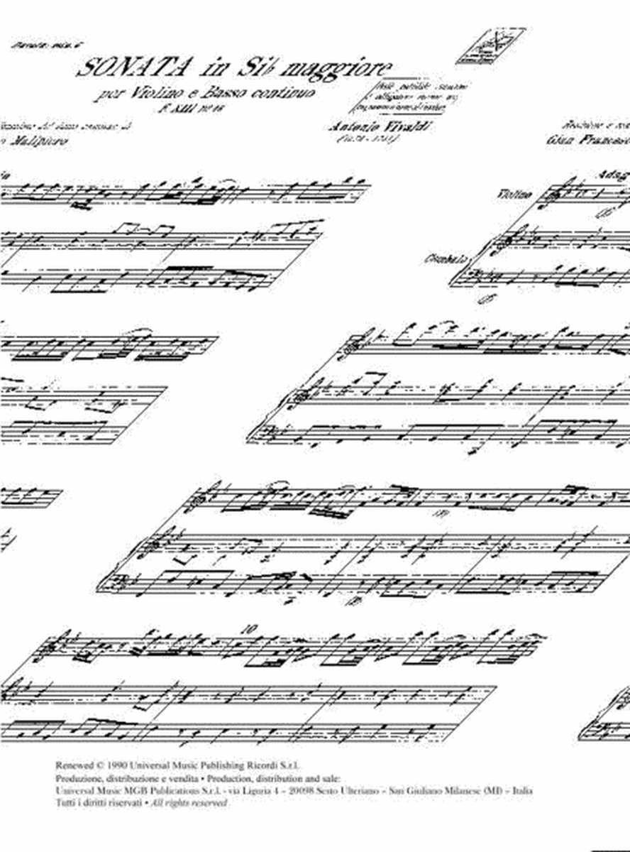 Sonata per Violino e BC in Si Bem. Rv 34