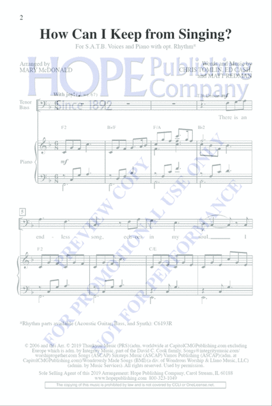 How Can I Keep From Singing? Choir scores gallery preview page 2