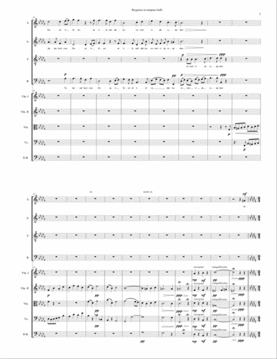 Requiem in tempore belli (Requiem in Time of War) for SATB choir and strings 4-Part scores gallery preview page 3