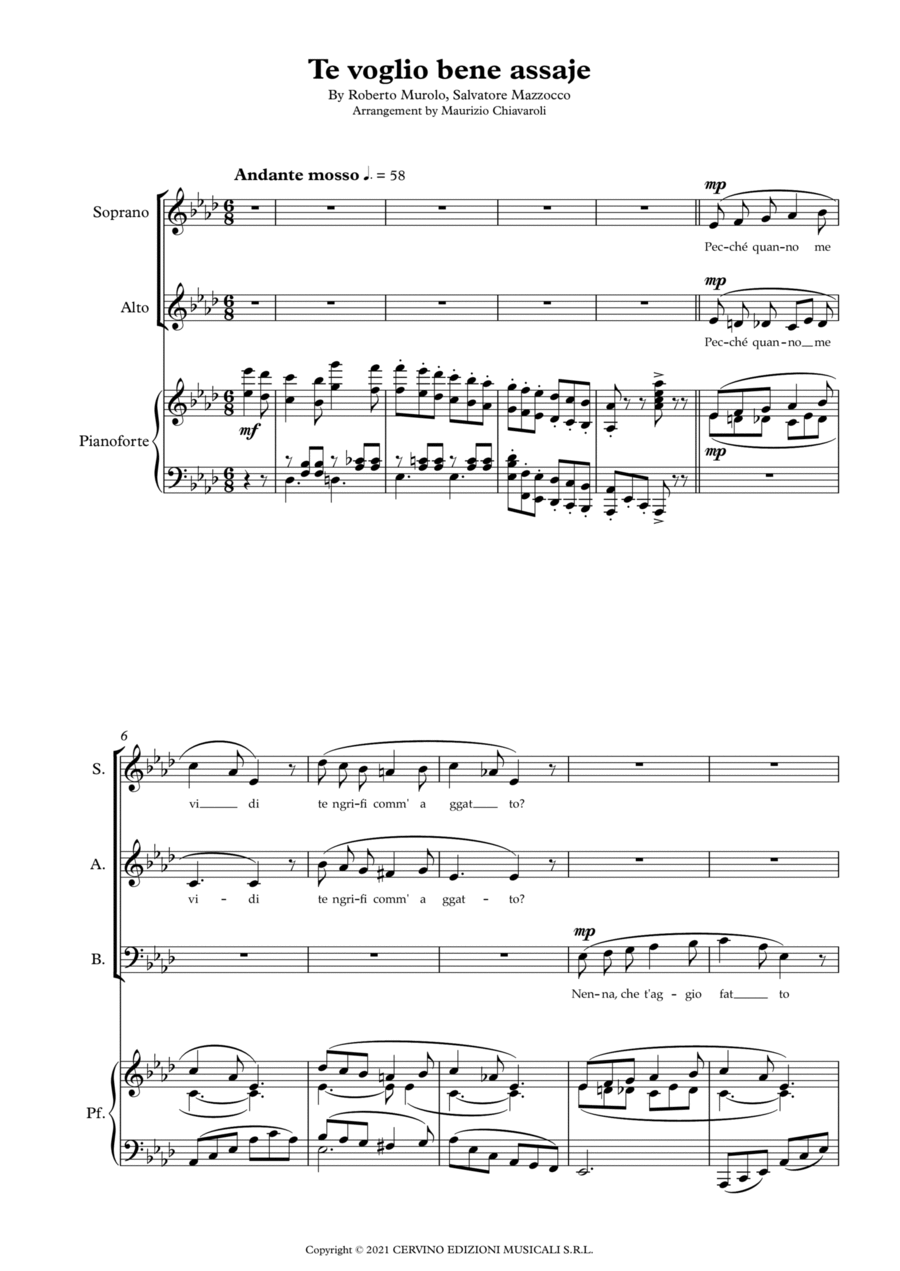 Te Voglio Bene Assaje (italian) 3-Part scores gallery preview page 1