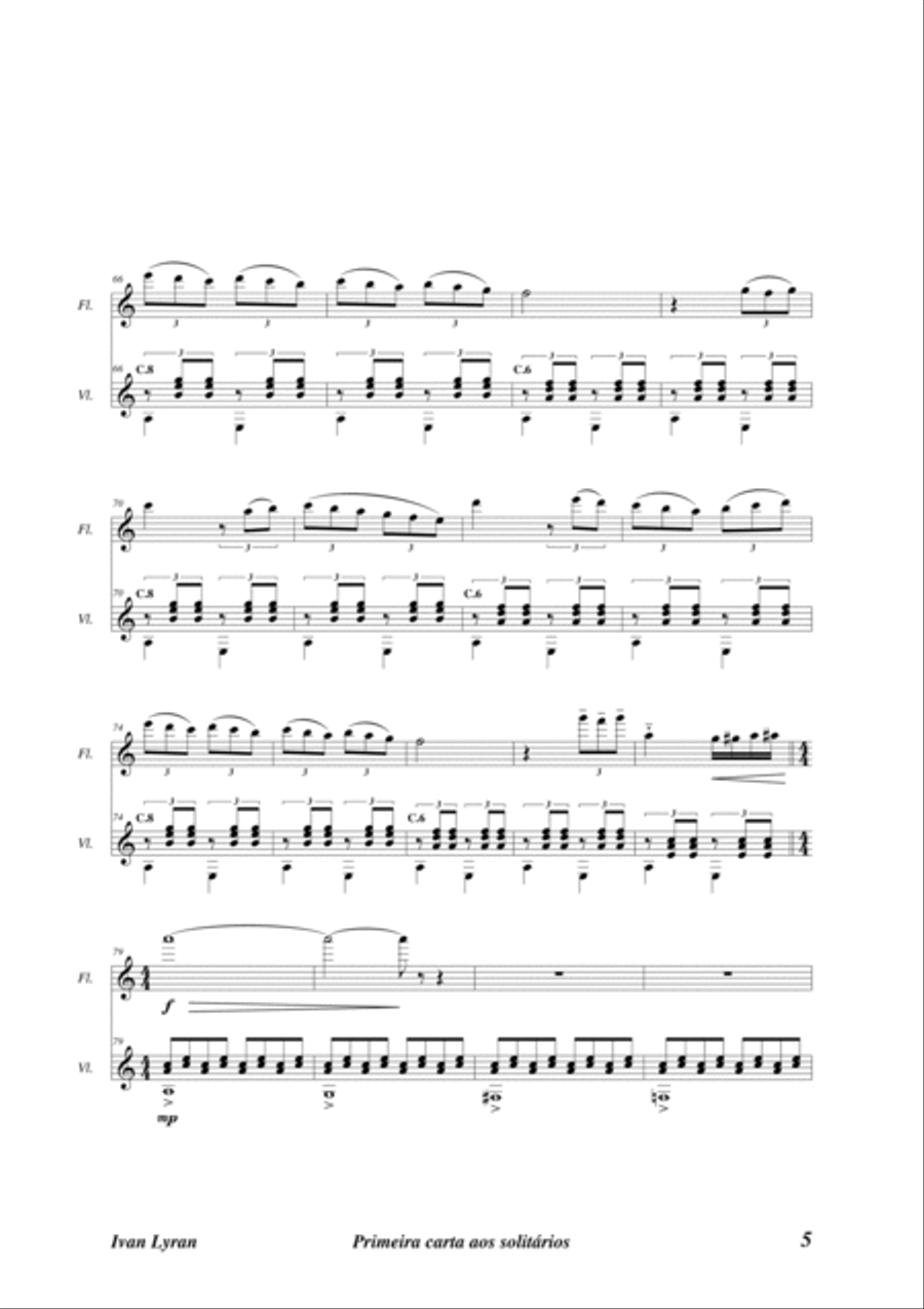 Primeira carta aos solitários Opus 17 Flute scores gallery preview page 6