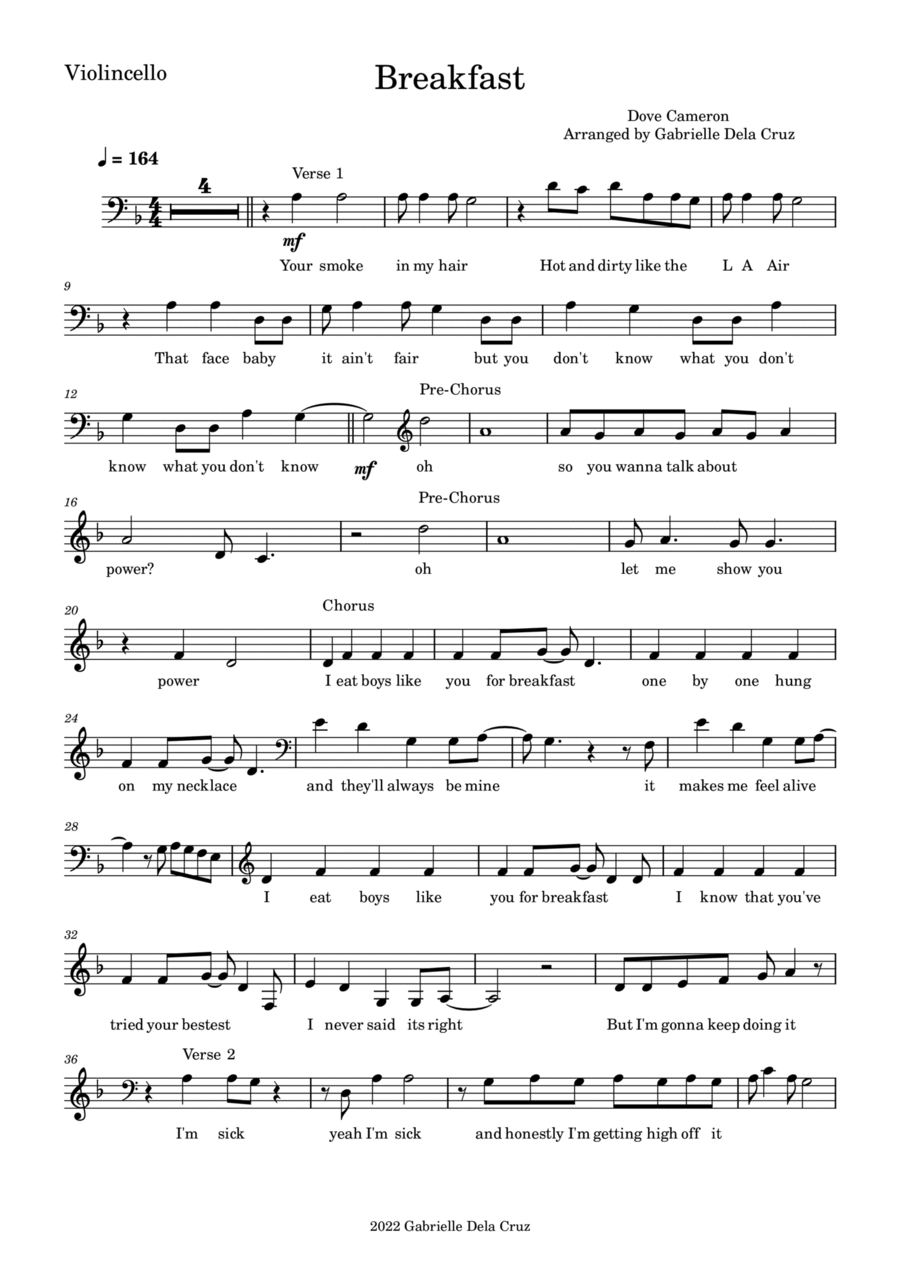 Breakfast Breakfast Cello Solo scores gallery preview page 1