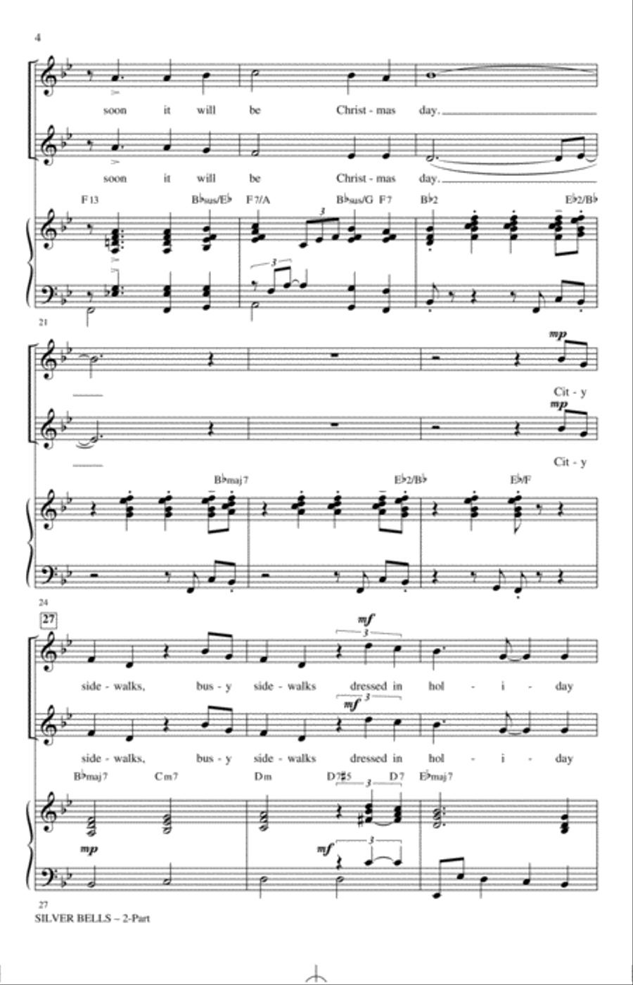 Silver Bells (arr. Mark Hayes) 2-Part scores gallery preview page 3