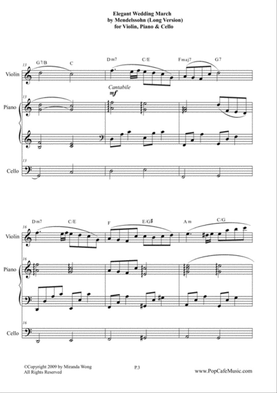 Elegant Wedding March (Long Version) for Violin, Piano & Cello Piano Trio scores gallery preview page 3