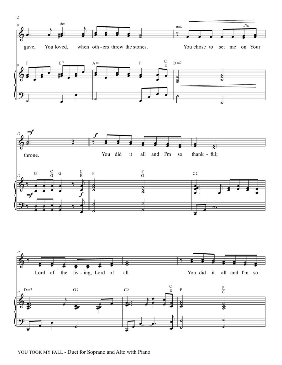 YOU TOOK MY FALL (Soprano/Alto Duet with Piano) Piano Accompaniment scores gallery preview page 3