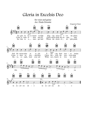 Gloria in excelsis Deo (A major - TABS - with lyrics)