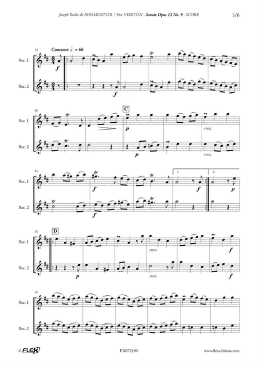 Sonata Opus 13 No. 9 Woodwind Duet scores gallery preview page 3