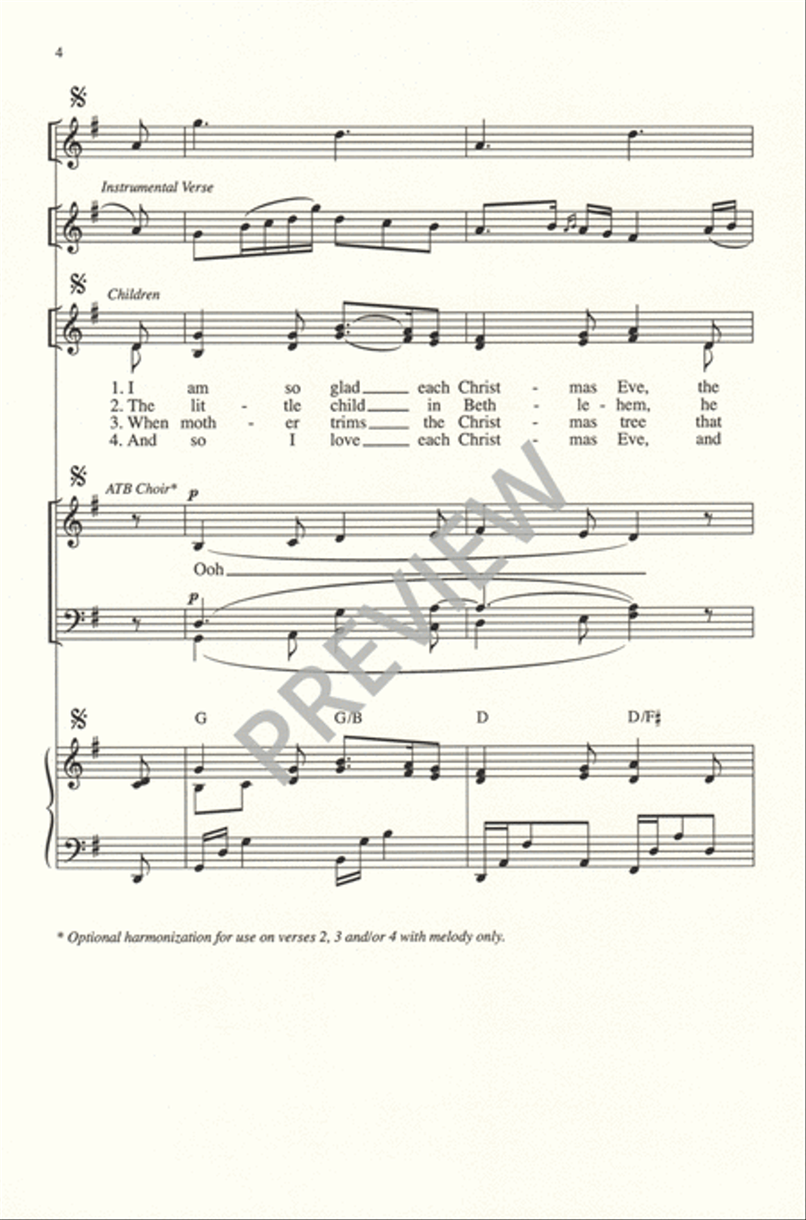 I Am So Glad Each Christmas Eve 4-Part scores gallery preview page 5