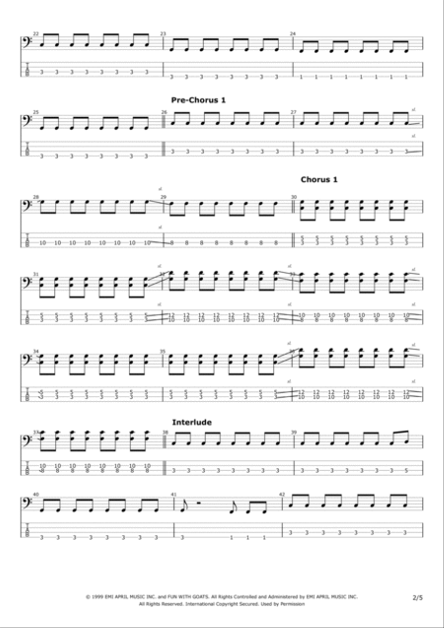 All The Small Things Bass Guitar scores gallery preview page 2