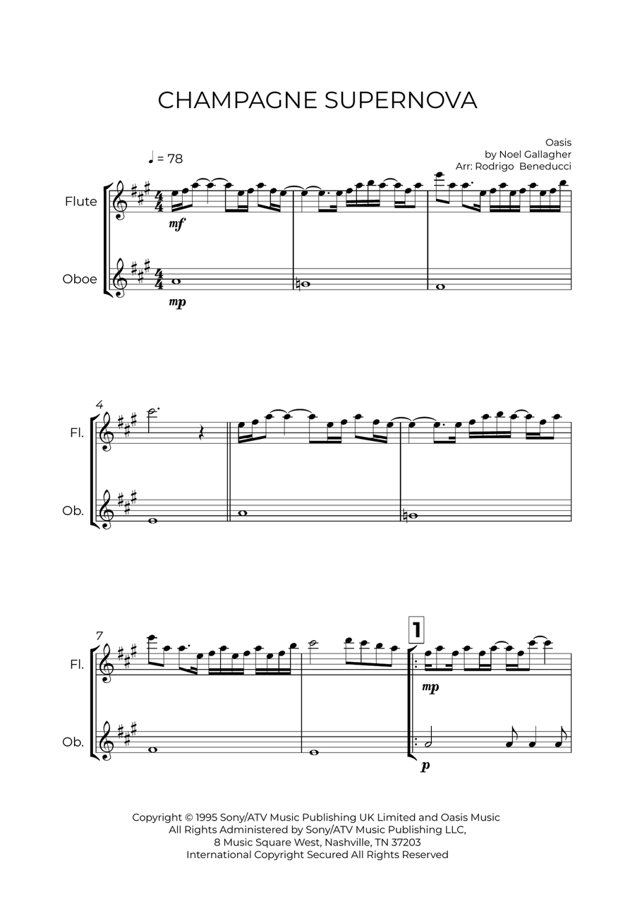 Champagne Supernova Woodwind Duet scores gallery preview page 2