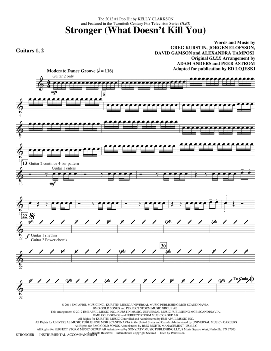Stronger (What Doesn't Kill You) - Guitars 1 & 2 Choir scores gallery preview page 1
