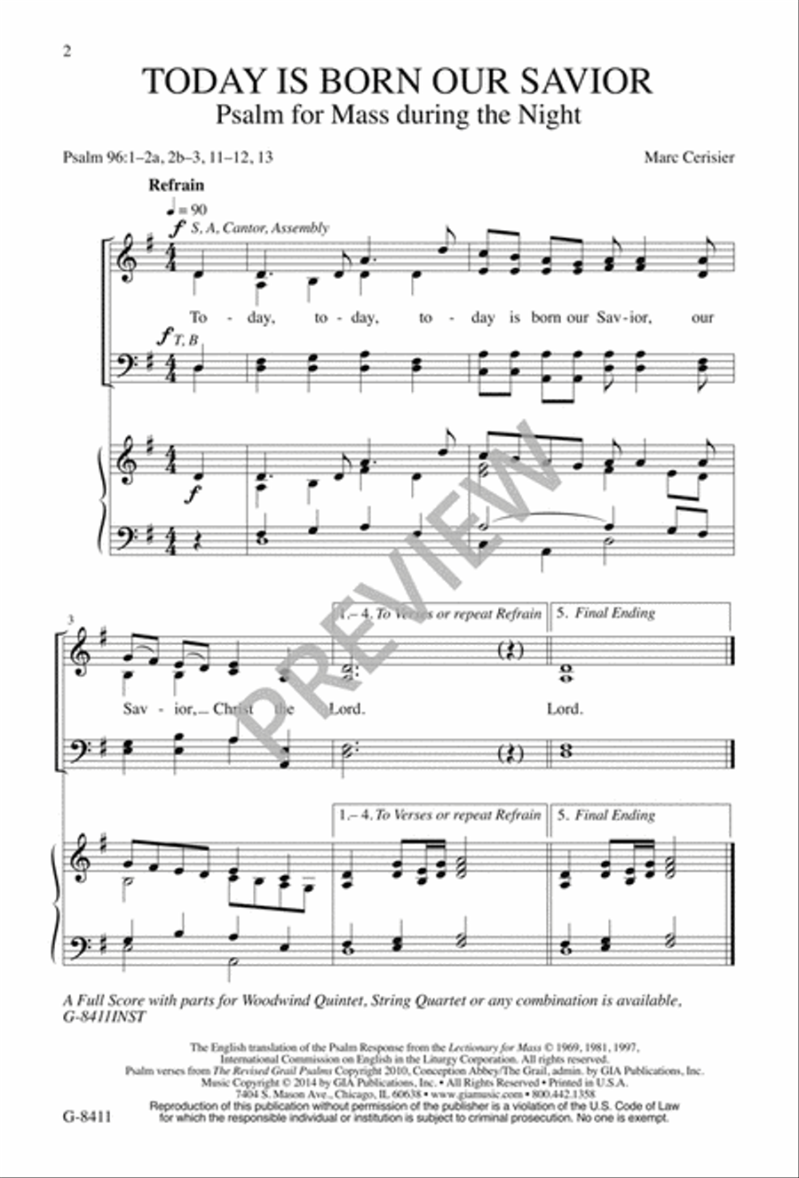 Today Is Born Our Savior 4-Part scores gallery preview page 3