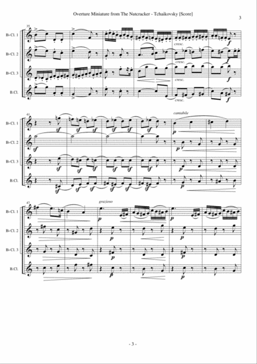 Overture Miniature from The Nutcracker (Clarinet Quartet) Clarinet Quartet scores gallery preview page 3