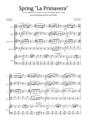 Book cover for "Spring" (La Primavera) by Vivaldi - Easy version for WOODWIND QUARTET & PIANO
