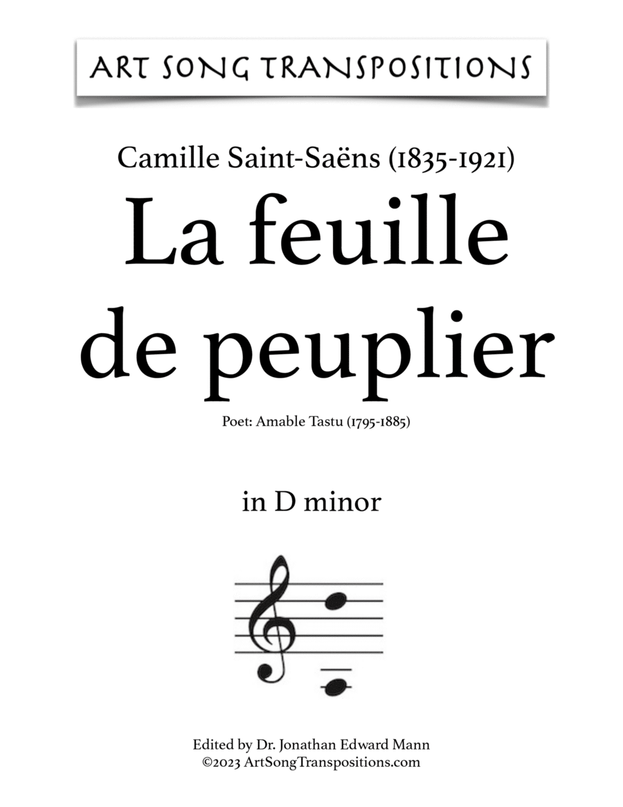 SAINT-SAËNS: La feuille de peuplier (transposed to D minor)