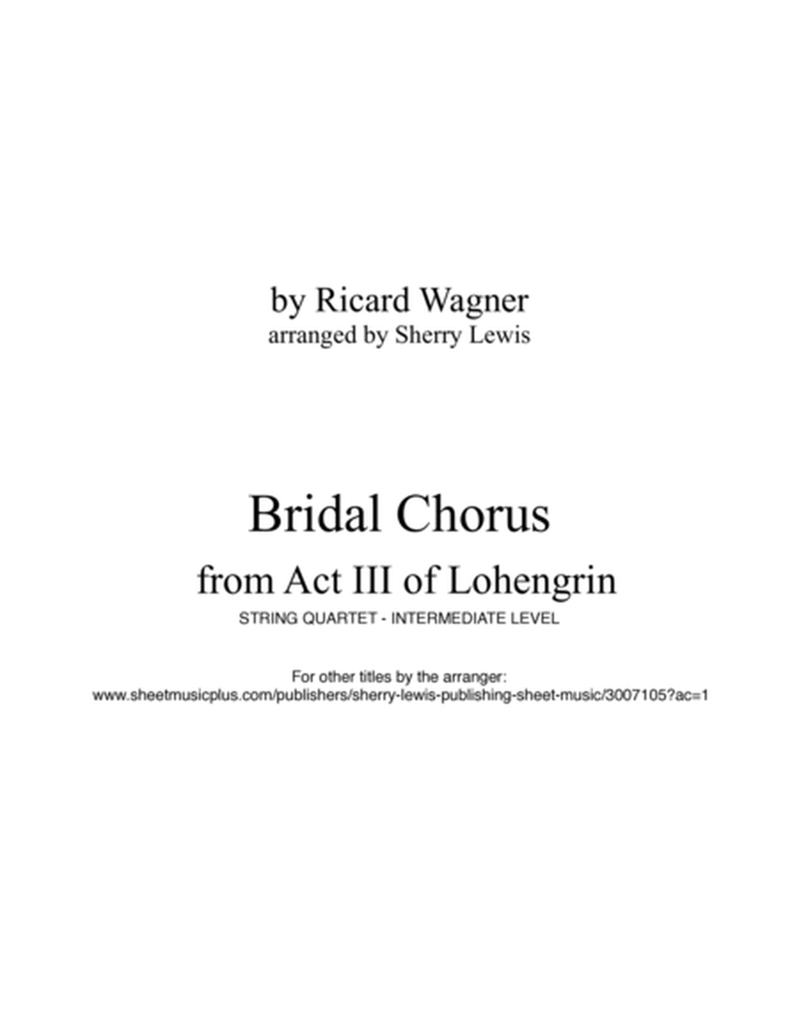 BRIDAL CHORUS String Quartet, Intermediate Level for 2 violins, viola and cello image number null