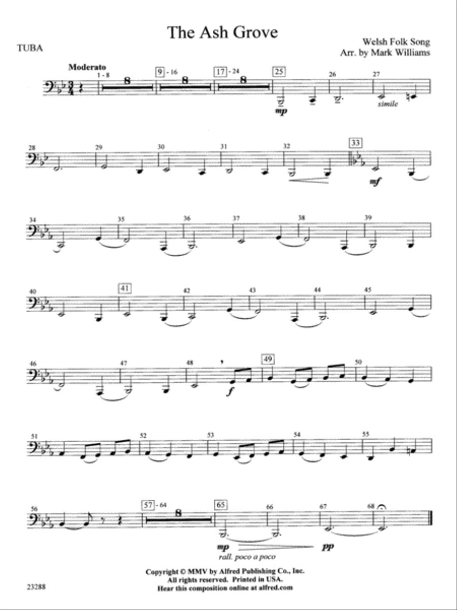 The Ash Grove: Tuba Concert Band scores gallery preview page 1