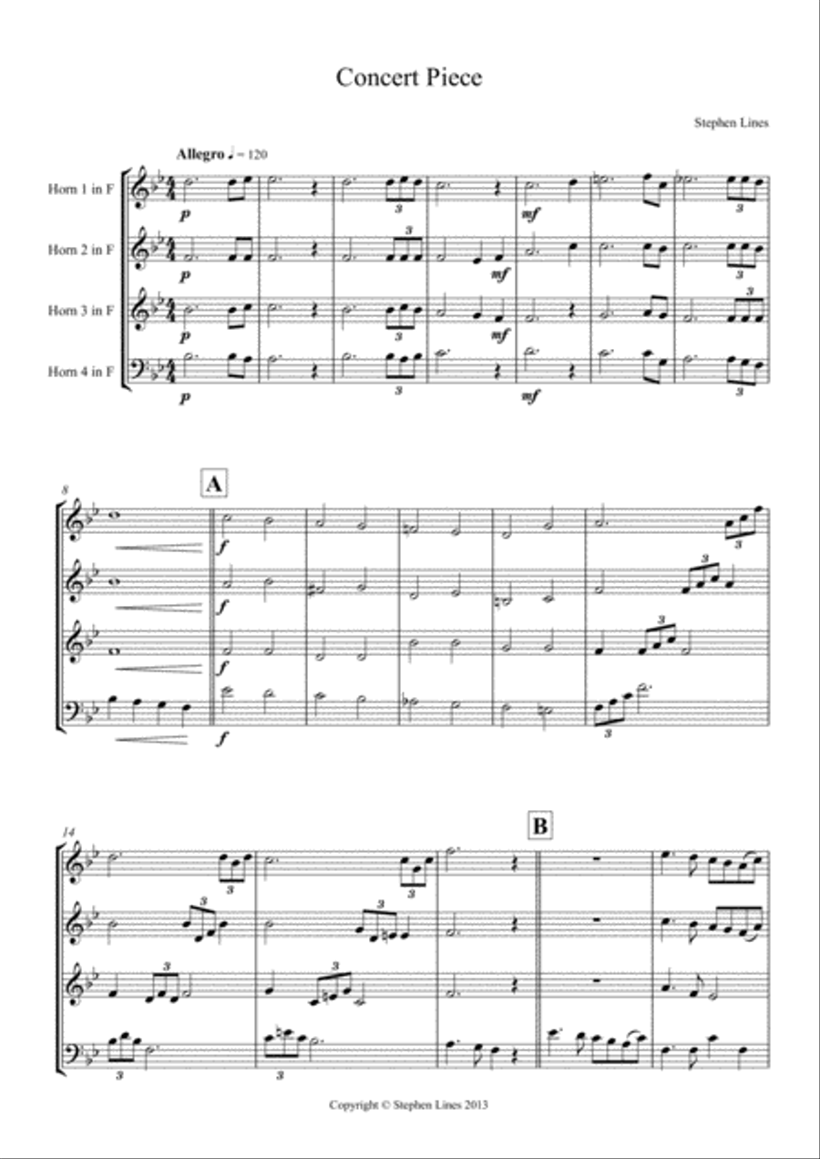 Concert Piece for Horn Quartet French Horn Quartet scores gallery preview page 2