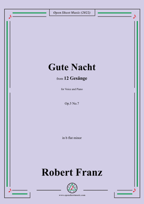 Book cover for Franz-Gute Nacht,in b flat minor,Op.5 No.7