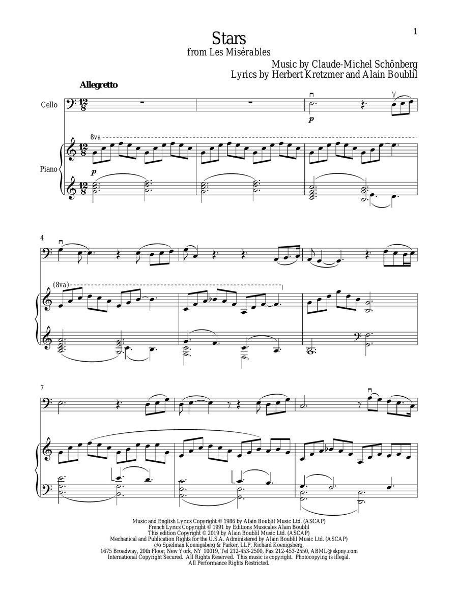 Stars (from Les Miserables) Piano scores gallery preview page 1