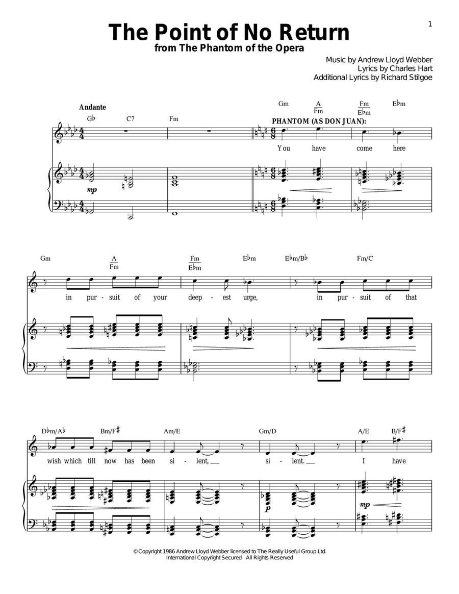The Point Of No Return (from The Phantom Of The Opera) Piano, Vocal scores gallery preview page 1