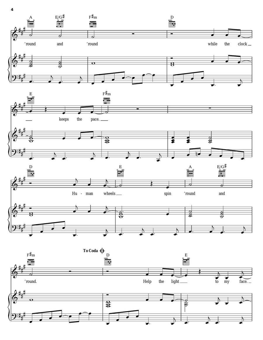 Human Wheels Piano, Vocal, Guitar scores gallery preview page 4