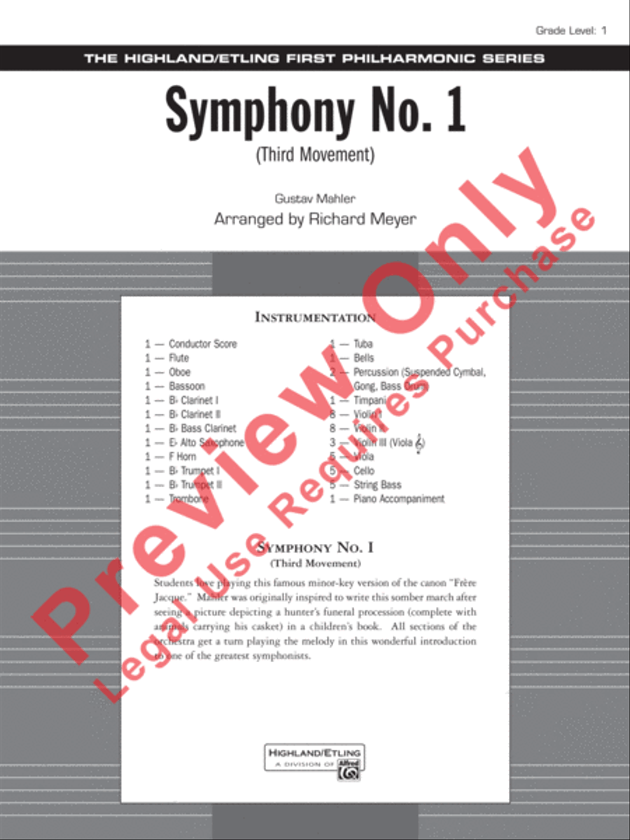 Symphony No. 1, 3rd Movement Full Orchestra scores gallery preview page 2