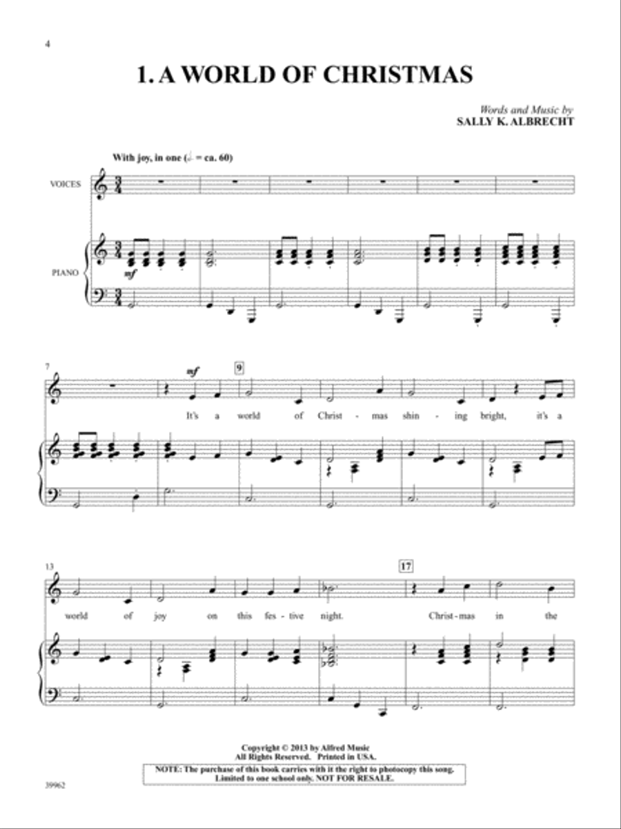 A World of Christmas -- Holiday Songs, Carols, and Customs from 15 Countries Unison Choir scores gallery preview page 3