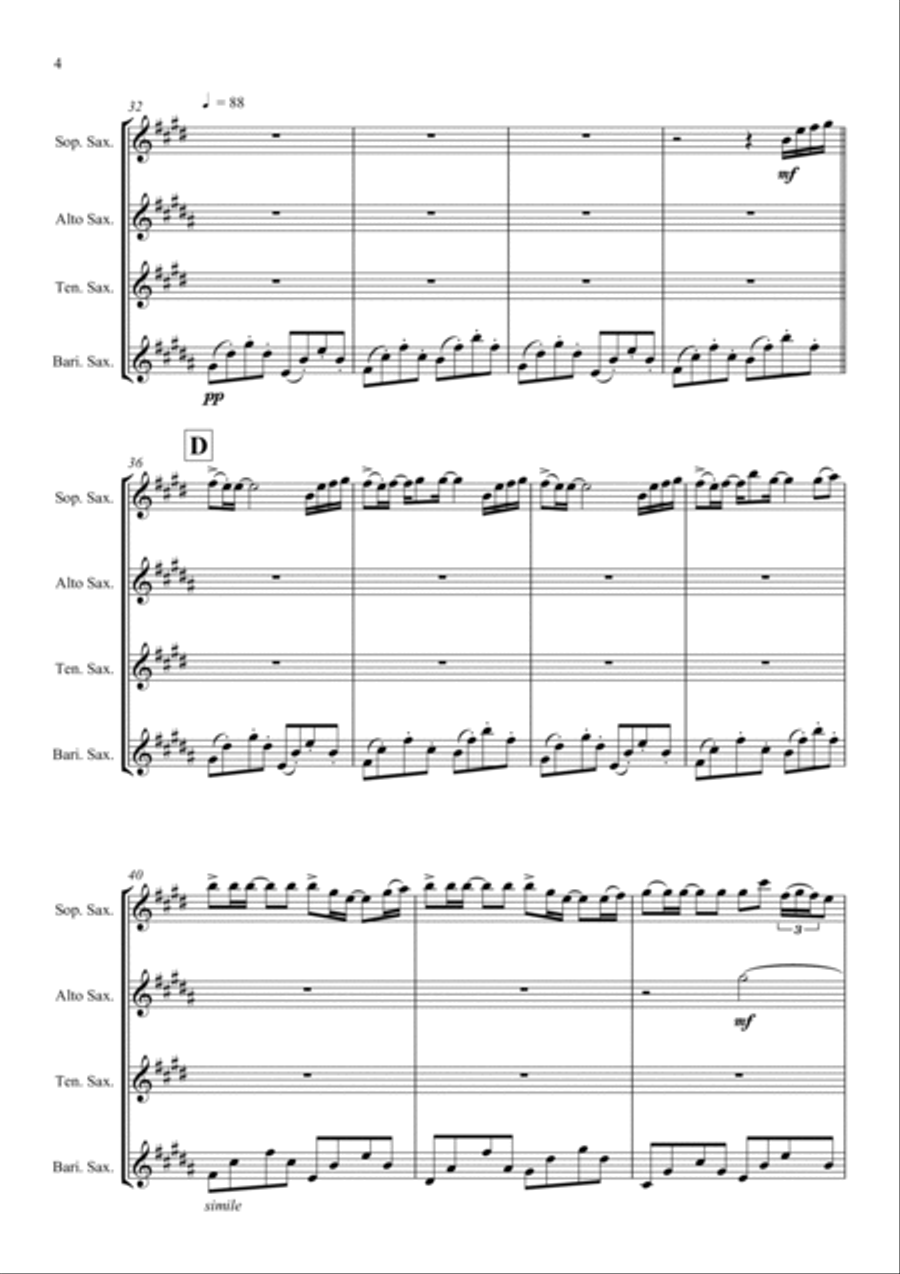 Summer Saxophone Quartet scores gallery preview page 4