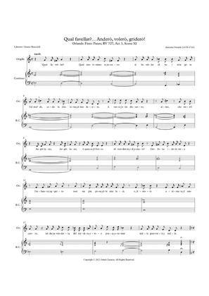 "Andero, volero, gridero!" aria from "Orlando Finto Pazzo" RV 727 - Antonio Vivaldi - Score Only