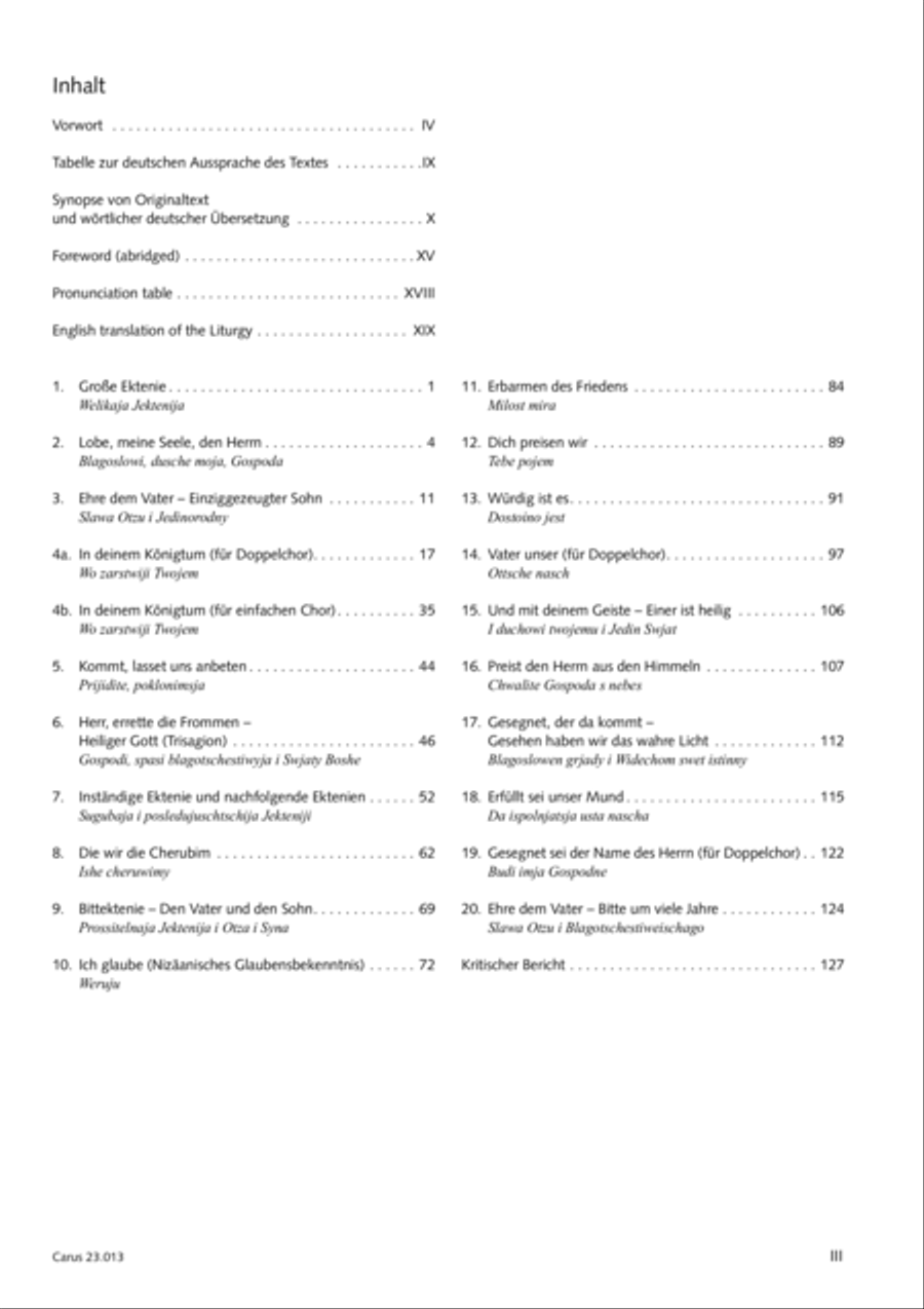 Liturgy of St. John Chrysostom op. 31 for mixed choir a cappella (Chrysostomos-Liturgie op. 31 fur Chor a cappella mit singbarem deutschem Text)