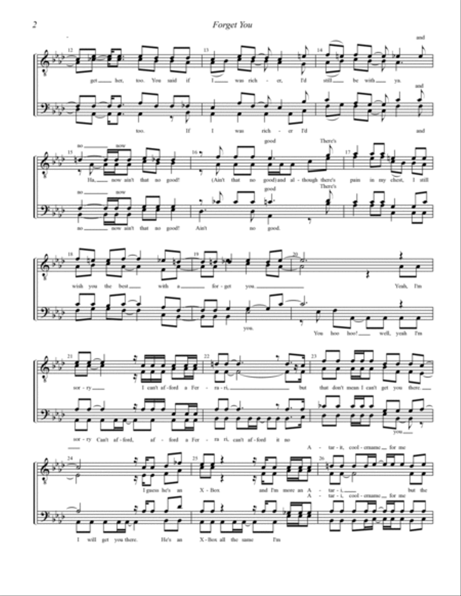 Forget You TTBB scores gallery preview page 2