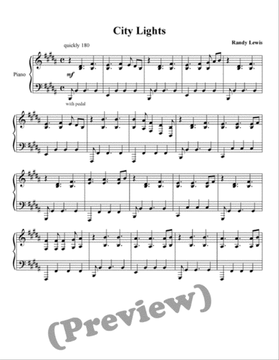 City Lights Piano Solo scores gallery preview page 1