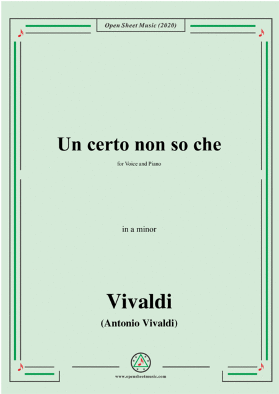 Vivaldi-Un certo non so che,in a minor,for Voice and Piano Voice Solo scores gallery preview page 1