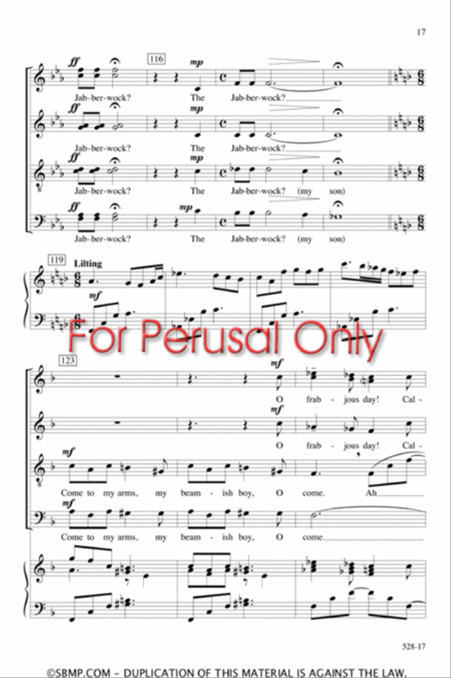 Jabberwocky - SATB Octavo 4-Part scores gallery preview page 16