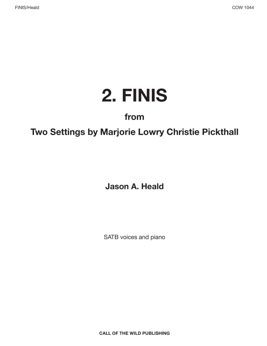 "Finis" for SATB choir and piano image number null