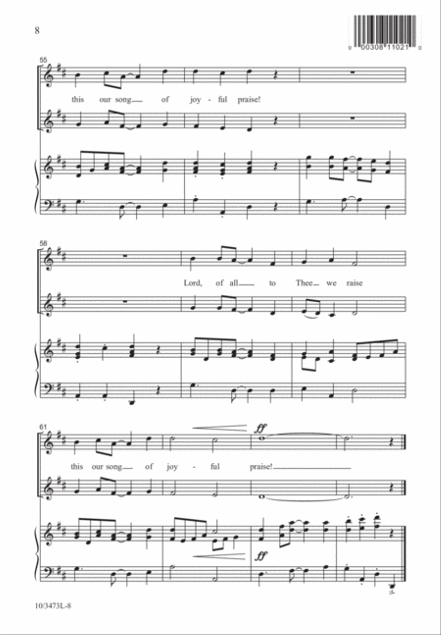 Song of Joyful Praise Song of Joyful Praise Unison Choir scores gallery preview page 8
