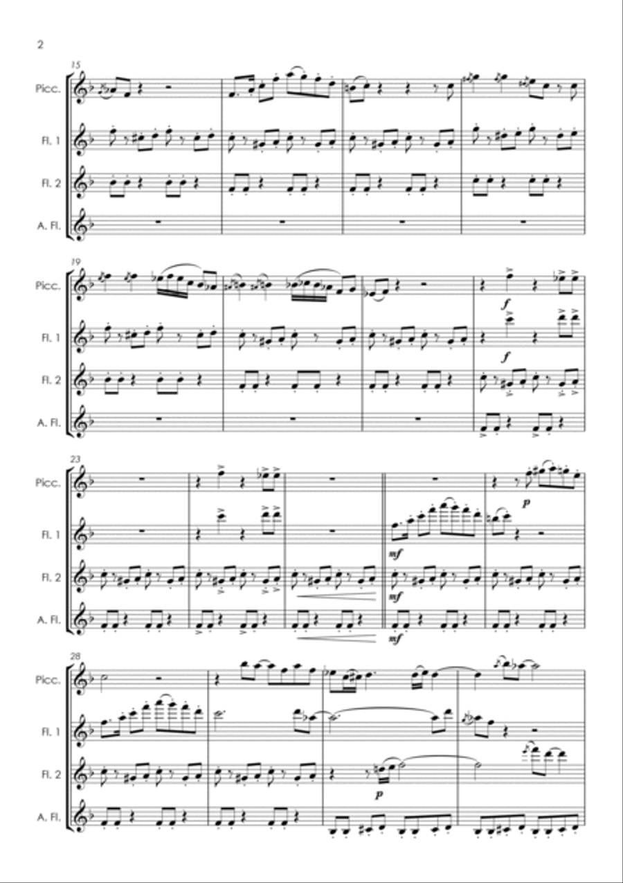Baby Elephant Walk from the Paramount Picture HATARI! Flute Quartet scores gallery preview page 4