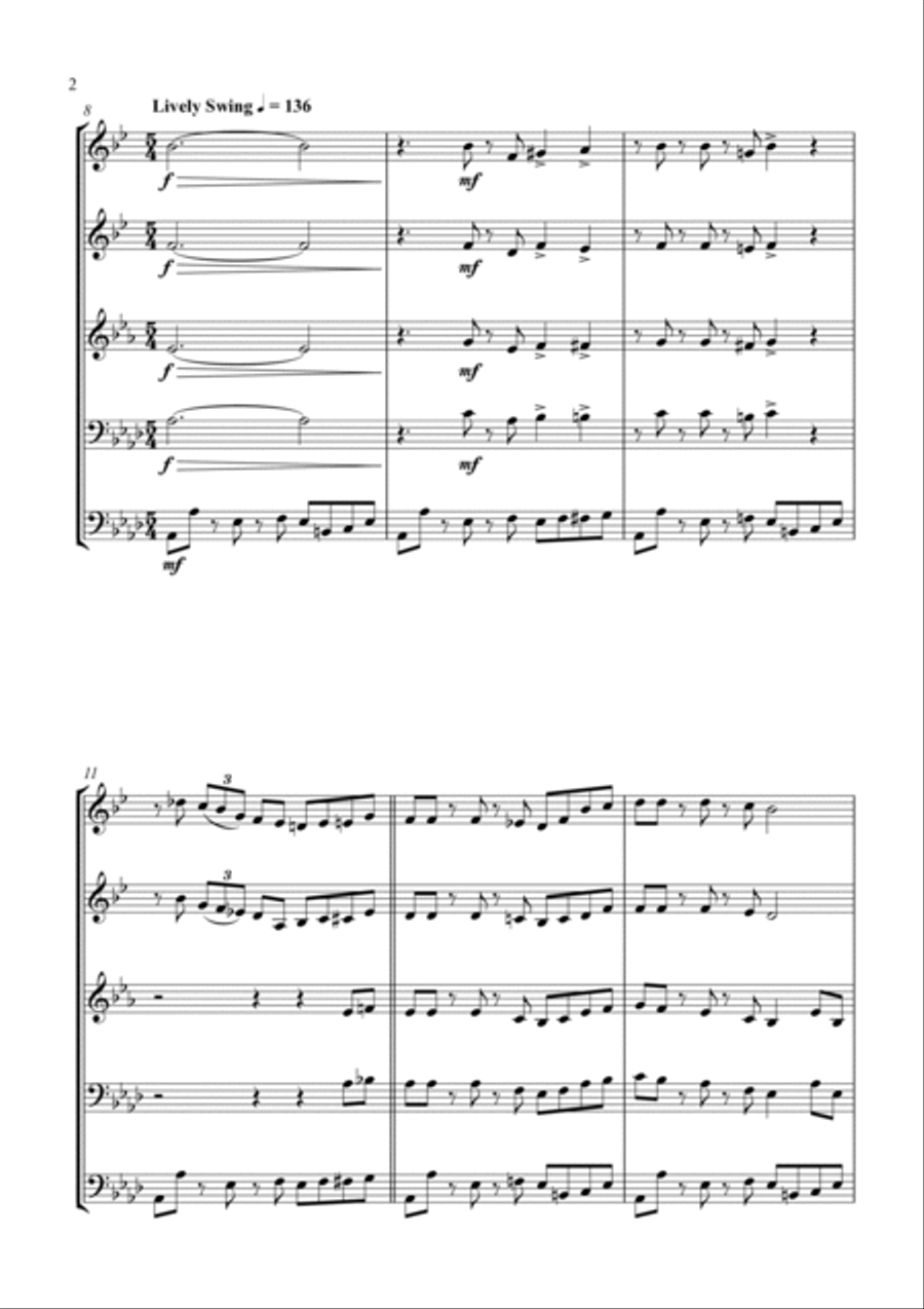 Battle Hymn of the Republic - a Jazz Arrangement - for Brass Quartet Brass Quartet scores gallery preview page 4