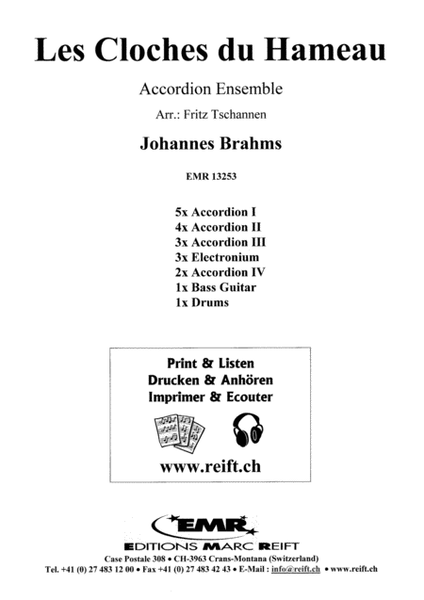 Les Cloches du Hameau by Johannes Brahms Accordion - Sheet Music