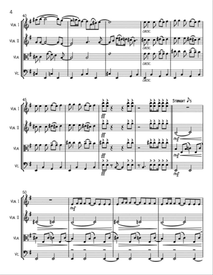 James Bond Theme String Quartet scores gallery preview page 4