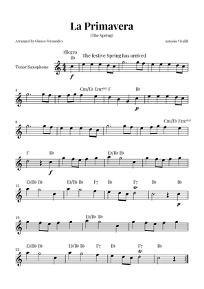 La Primavera (The Spring) by Vivaldi - Tenor Saxophone Solo with Chord Notations