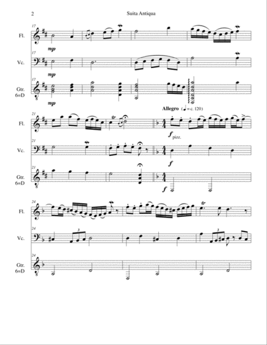Suita Antiqua for flute, guitar and cello Flute scores gallery preview page 2