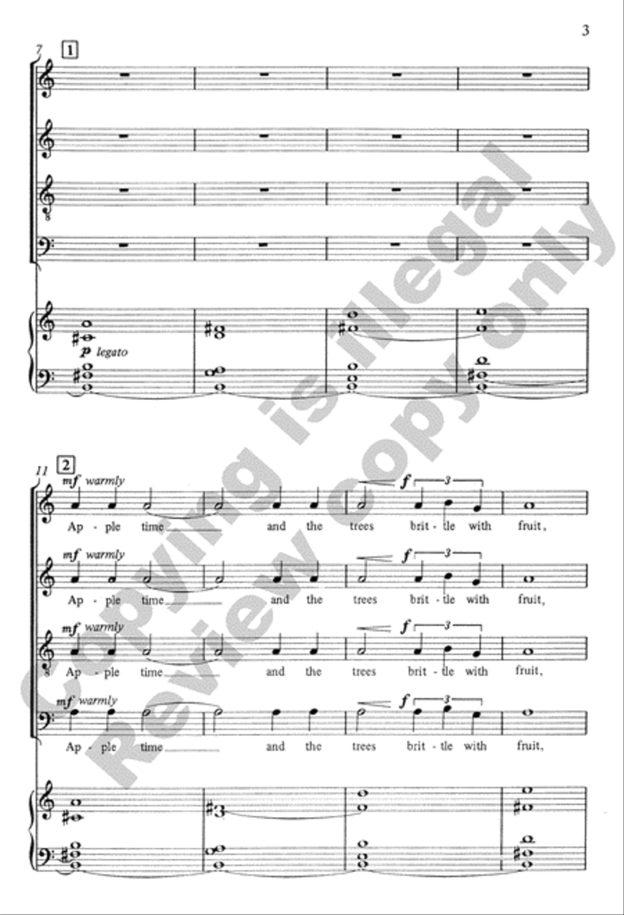 Three Summer Scenes: 3. Picking Apples SSA scores gallery preview page 4