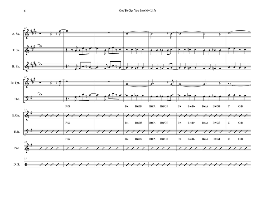 Got To Get You Into My Life Cover Band scores gallery preview page 6
