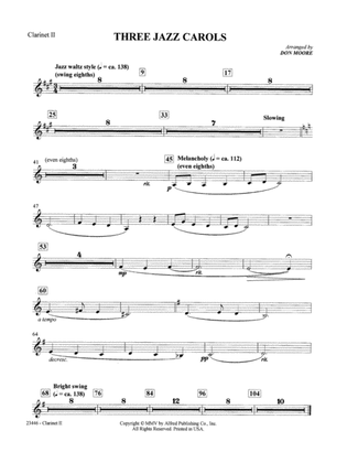 Three Jazz Carols: 2nd B-flat Clarinet